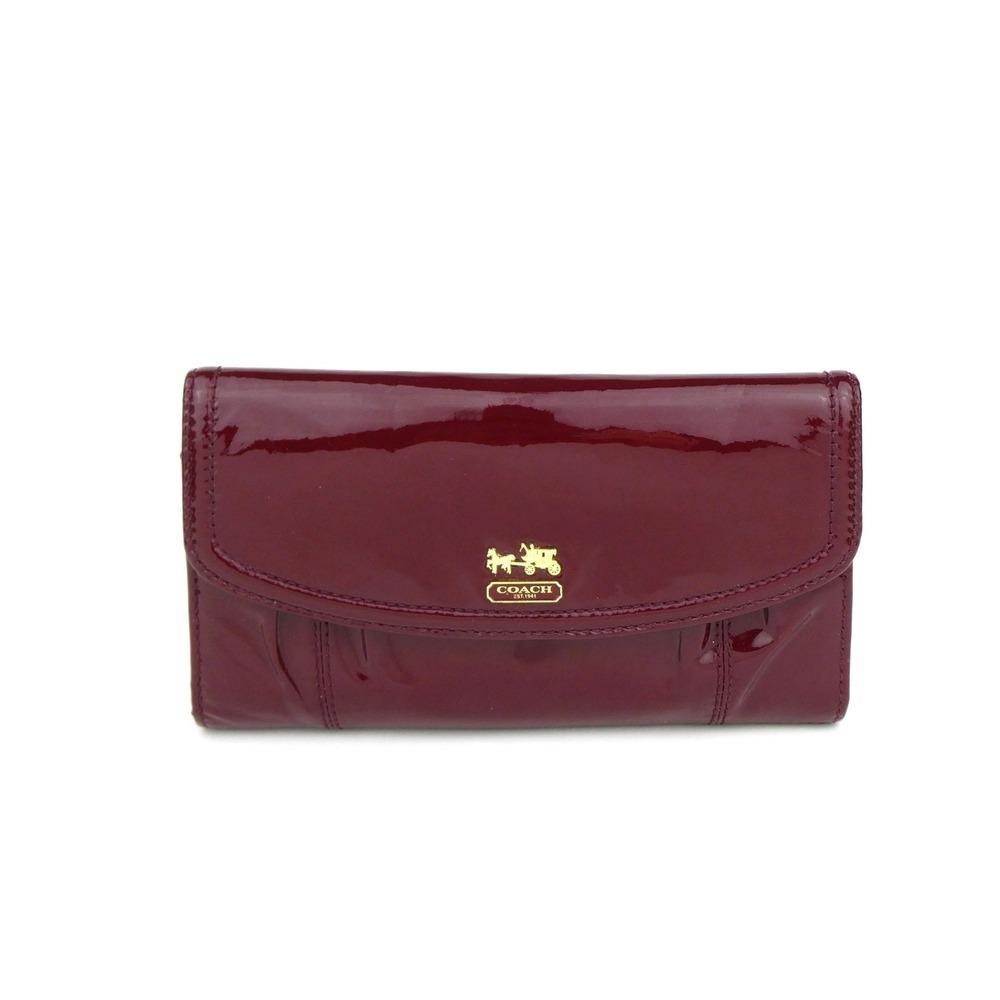 Coach Madison Burgundy Patent Leather Trifold Wallet
